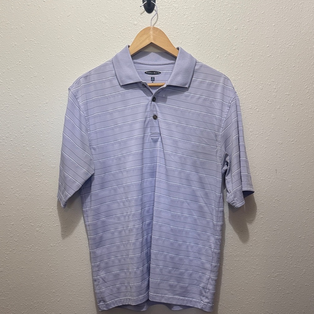 Pebble Beach Men's Striped Polo Shirt, Size M
